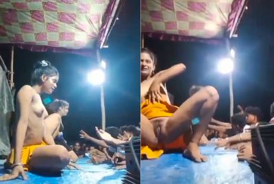 Watch stage men enjoy the stage dancers’ nude dance on the Dehati