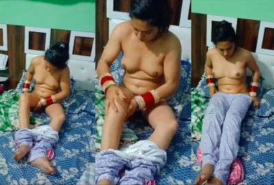 Watch honeymoon Punjabi lady oils her body after her Nude
