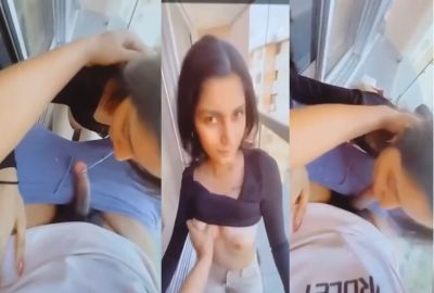 Watch xxx girl’s blowjob in balcony in Indian outdoor 19-year-old