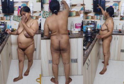 Watch kitchen nude aunt stays naked in the Desi