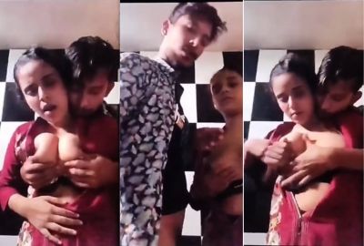 Watch camera influencer squeezes his GF’s juicy boobs on TikTok