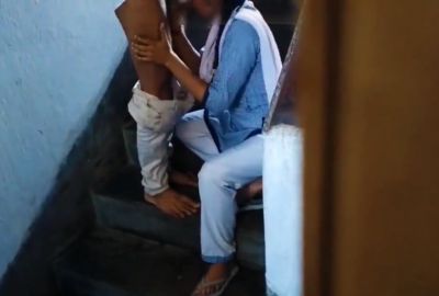 video couple fucks on the stairs in desi fuck College