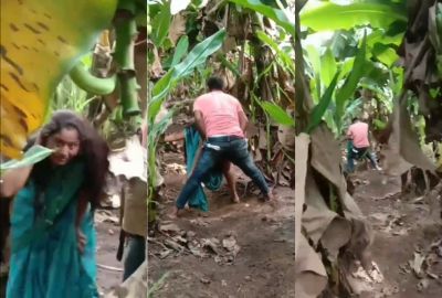 farm outdoor sex of a Kolhapuri couple on a Banana Desi