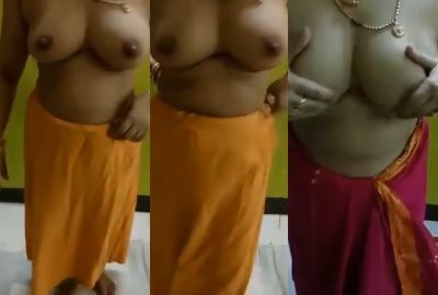 BF boob Tamil Bhabhi strips in nude MMS for her Big