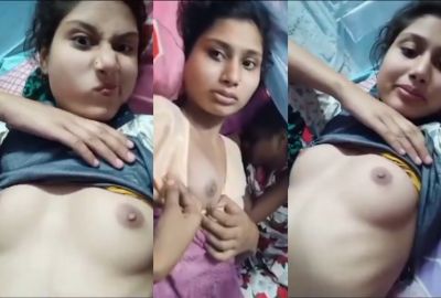 lover girl records her desi nude MMS for her Village