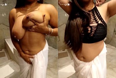 bathroom Bhabhi records her striping video in the Busty