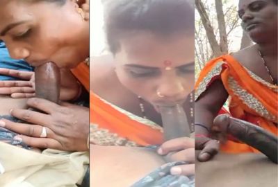 outdoors sex of a desi milf sucking her lover’s BBC Village