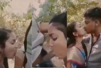 husband wife gives an outdoors Indian blowjob to her Kinky