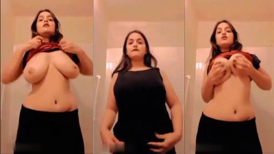 Girl strips and shows her boobs and ass big-boob nude