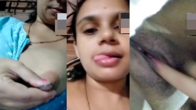 Fingers her pussy during video call cheating wife