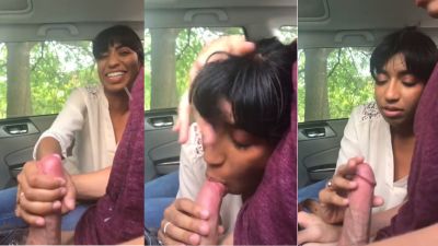 Girl sucking a dick in a car enjoys outdoor sex