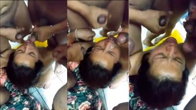 Wife enjoys group sex and eats their cum husband